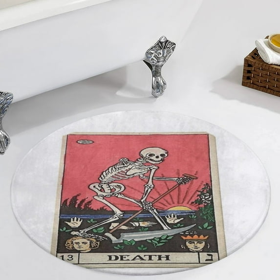 Tarot Card Death Round Carpet Circle Rug Outdoor Patio Area Rug Washable Large Area Rugs Hallway Room Decor Fitness Mats