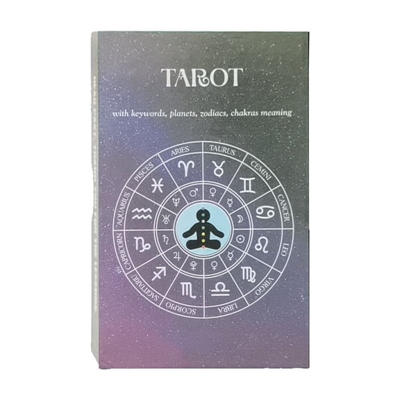 Tarot Card Deck with Detailed Keywords, Planets, Zodiac and Chakra Meanings for Spiritual Guidance and Divination Learning