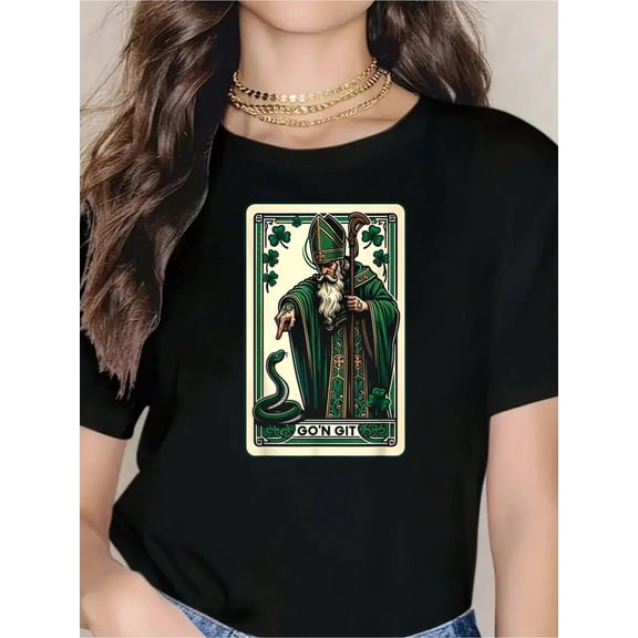 Tarot Card Funny St Patricks Day Tee Go'n Git St Patrick T-Shirt, Small, Black-100% Cotton Comfortable & Breathable For Summer, Spring