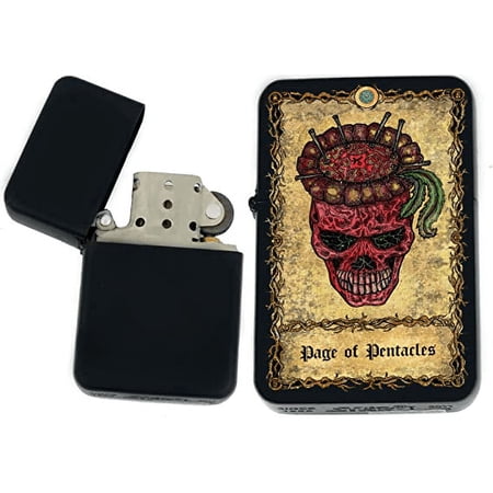 Tarot Card - Major Eternal Bones Tarot Deck Colorful Cards Unique Collectible Gifts Infinity Black Matt Windproof Lighters! (Page of Pentacles)