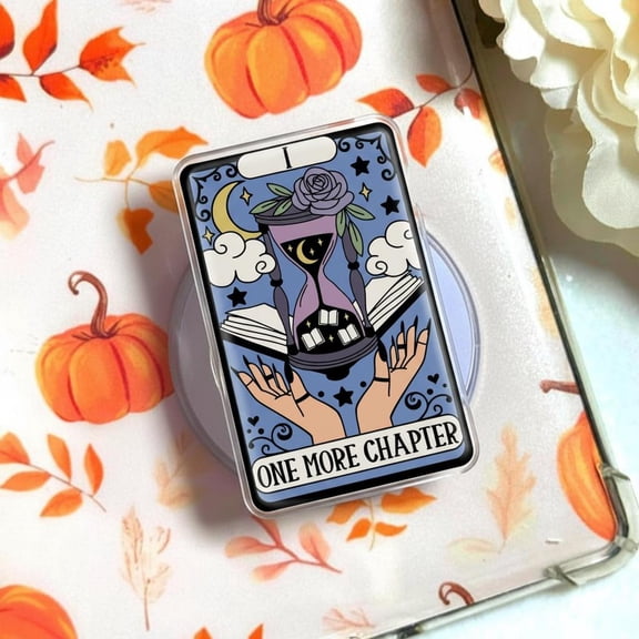 Tarot Card One More Chapter Phone Grip, Book Lover Griptok, Aesthetic Bookish MagSafe Holder, Unique Gift for Hardcore Readers, Dark Design Style