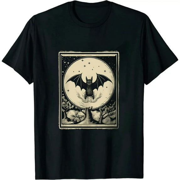 Tarot Card Shirt The Full Moon Bat Moon Phase Occult Pagan T-Shirt
