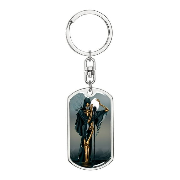 Tarot Card The Dark Aquarius Keychain Dog Tag Stainless Steel or 18k Gold
