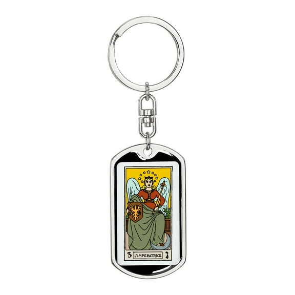 Tarot Card The Empress Keychain Dog Tag Stainless Steel or 18k Gold