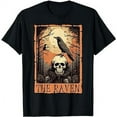 thumbnail image 1 of Tarot Card The Raven Crow Skull Spooky Halloween Women Men T-Shirt, 1 of 5