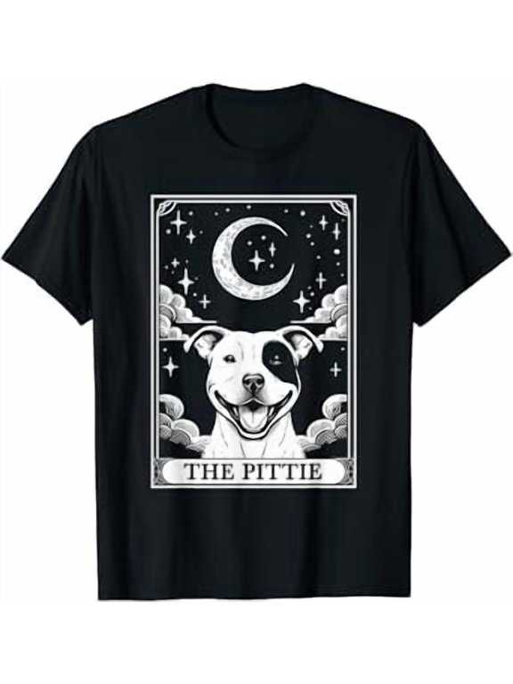Tarot Card Vintage Crescent Moon Pit Bull Dog Pittie Mom Shirt Unisex S-5XL Hot Trending Shirt, Vintage Birthday Gift