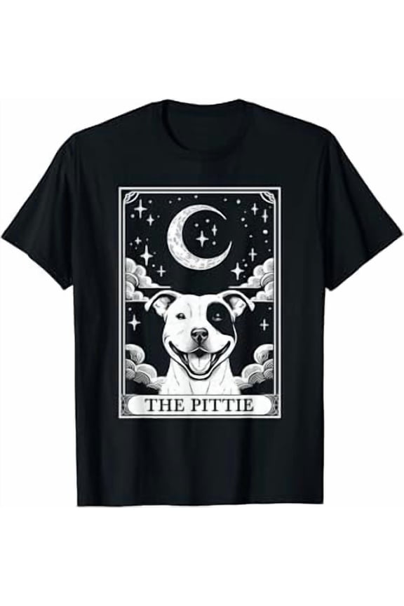 Tarot Card Vintage Crescent Moon Pit Bull Dog Pittie Mom T-Shirt