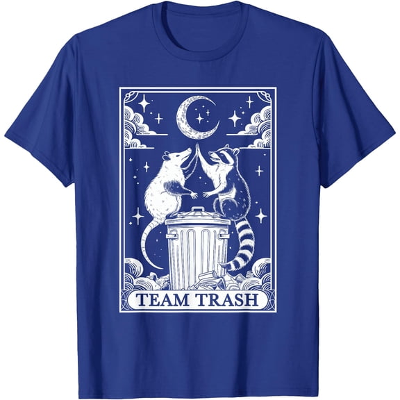 Tarot Card Vintage Team Trash Crescent Moon Opossum Raccoon Unisex T-Shirt for Men Women Kids Toddler,Royal Blue Color,Size 2T