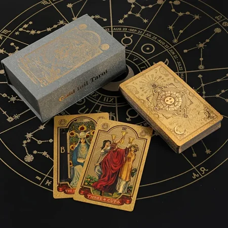 Tarot Cards Deck, Gold Foil Tarot Cards Deck for Beginners - Splendid Classic Waterproof Deck with Guidebook, Premium Divination Cards for New Readers tarot deck Beginner Tarot Deck for Divination