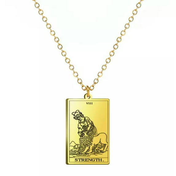 Tarot Cards Pendant Arcana Divination Stainless Steel Necklace Jewelry