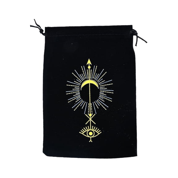Tarot Cards Storage Bag, Drawstring Velvet Pouch Holder for Crystals, Dice, and Divination Tools(Black-5,One Size)