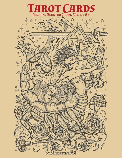 Tarot Cards Tarot Cards Coloring Book for Grown-Ups 1, 2 &amp; 3, Book 123, (Paperback)