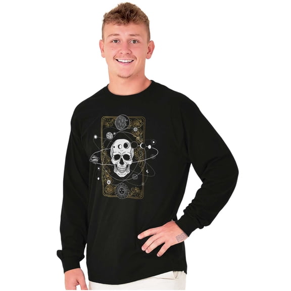 Tarot Celestial Skull Solar System Long Sleeve TShirt Men Women Brisco Brands S