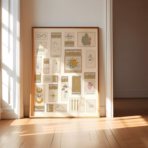 Tarot Matchbox Print, Tarot Deck Art For Tarot Lovers, Spiritual Wall Art, Matchbook Poster, Home Decor, Astrology Home Decor #1286, 24x36 UNFRAMED