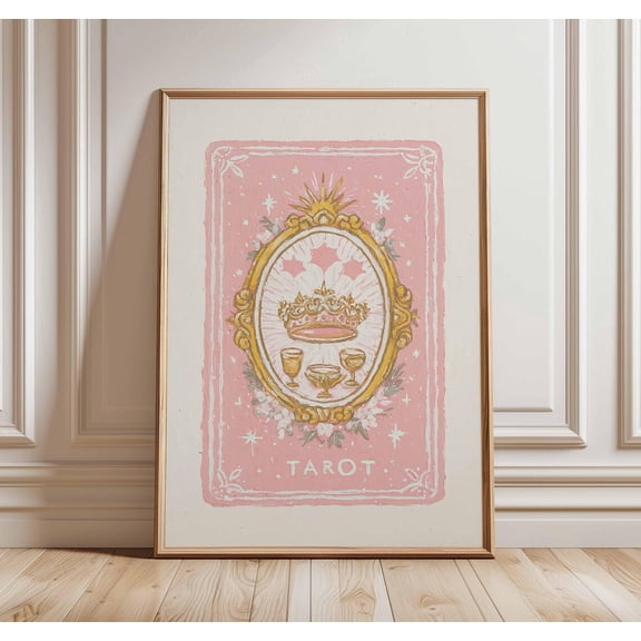 Tarot Mystical Pink Celestial Fortune Telling Spiritual Boho Decor Unframed Paper Print