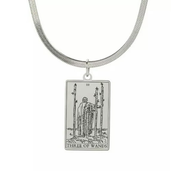 Tarot Necklace Snake Chain Choker Wand Minor Arcana Tarot Card Vintage Astrology