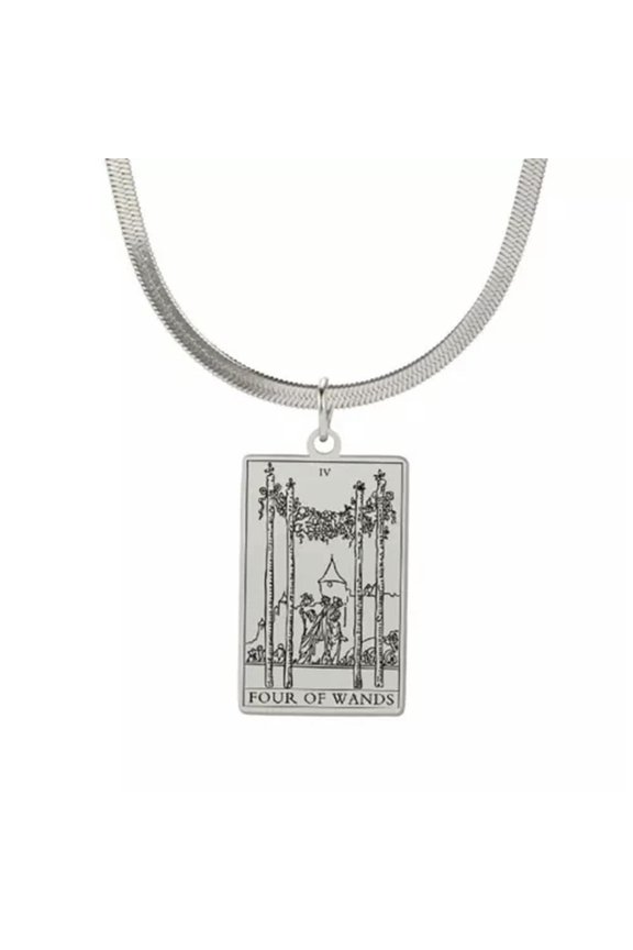 Tarot Necklace Snake Chain Choker Wand Minor Arcana Tarot Card Vintage Astrology
