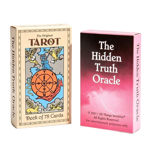 Tarot & Oracle Card 2Deck Set, Vintage ArtPrinted Card Decks, Collectible Leisure Game Cards for Hobby Players & Social Activities