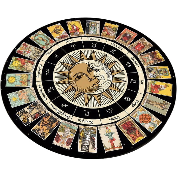 Tarot Reading Mat, Non-Slip Rubber Pendulum Pad, Divination Cloth, Card Game Table Cover, Astrology Accessory for Home Use