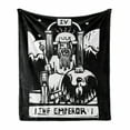 thumbnail image 1 of Tarot Soft Flannel Fleece Throw Blanket, Tarot Card for Emperor Woodcut Style Illustration Monochromatic Artwork, Cozy Plush for Indoor and Outdoor Use, 50" x 70", Black and White, by Ambesonne, 1 of 6