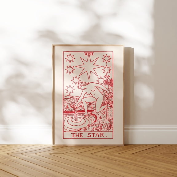 Tarot Star Vintage Tarot Card Antique Spiritual Symbol Wall Art Celestial Mystic Wall Decor Boho Meditation Home Gallery Decor Unframed Paper Print