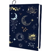 Tarot Stretchable Book Cover Divination Elements Moon Moth Washable Reusable Large Nylon Book Protector Elastic Notebook Wraps Suitable for Most Hardcover Books