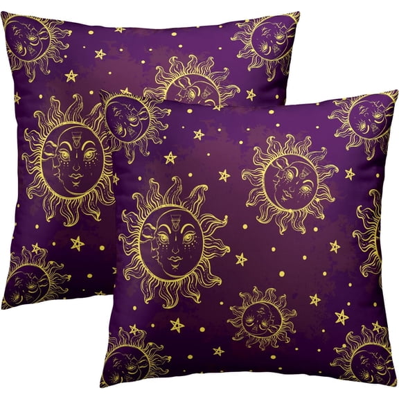 Tarot Sun and Moon Throw Pillow Covers Elegant Sun and Moon Square Pillowcases Cushion Cover 18x18 Inch for Room Sofa Chair Bed Home Decor Set of 2