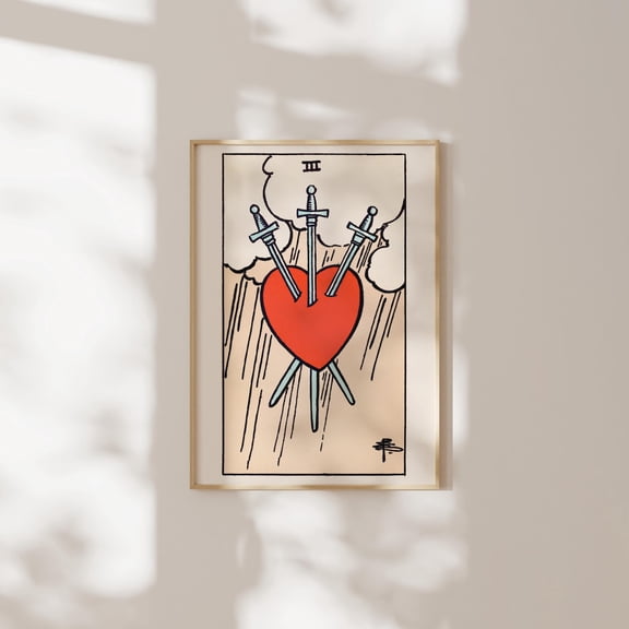 Tarot Swords Vintage Tarot Card Antique Spiritual Symbol Wall Art Celestial Mystic Wall Decor Boho Meditation Home Gallery Decor Unframed Paper Print