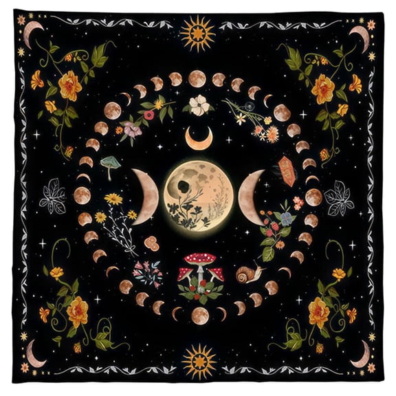 Tarot Tablecloth Altars Cloth Moonphases Flower Astrologys Tablecloth Divinations Card Mat Tapestry Wall Decoration