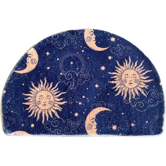 Tarot Yellow Sun and Moon Half Round Door Mat Bath Mat Half Circle Area Rug Indoor Outdoor Doormat Non Slip Bathroom Rugs Entrance Floor Mats Home Decor Rug for Kitchen 3017in.