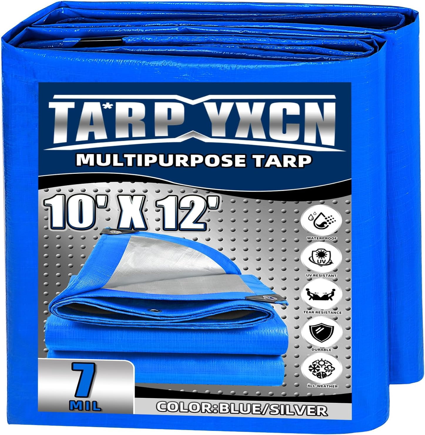 Cats Tarp Rip Tarp 10x12 Feet, 7 Mil Thick Waterproof Poly Tarps Cover UV Resistant ...