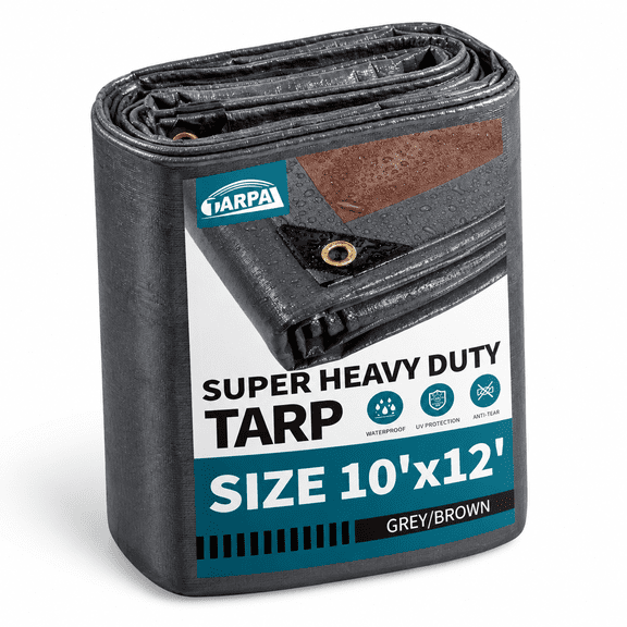 Tarp 10x12 Feet Super Heavy Duty Tarps 20mil Multipurpose Grey/brown