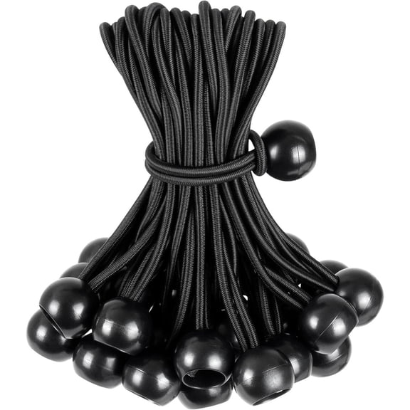 Tarp Bungee Balls Ties 7.8 Inch,50 PCS Bungee Ball Cords Ties Heavy Duty High Elastic Bungee Cord Canopy Tie Down for Tarp,Camping Tent,Shelter,Shades Cloth,Cargo,Projector,etc.(Black)