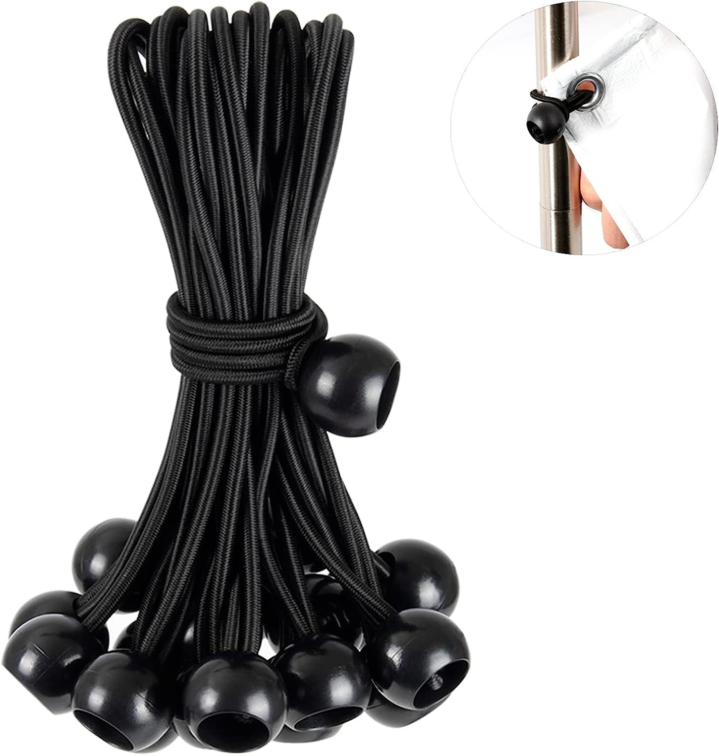 Tarp Bungee Cords with Balls 4 Inch,30 PCS Tent Bungee Balls Cords Heavy Duty Canopy Tarp Tie