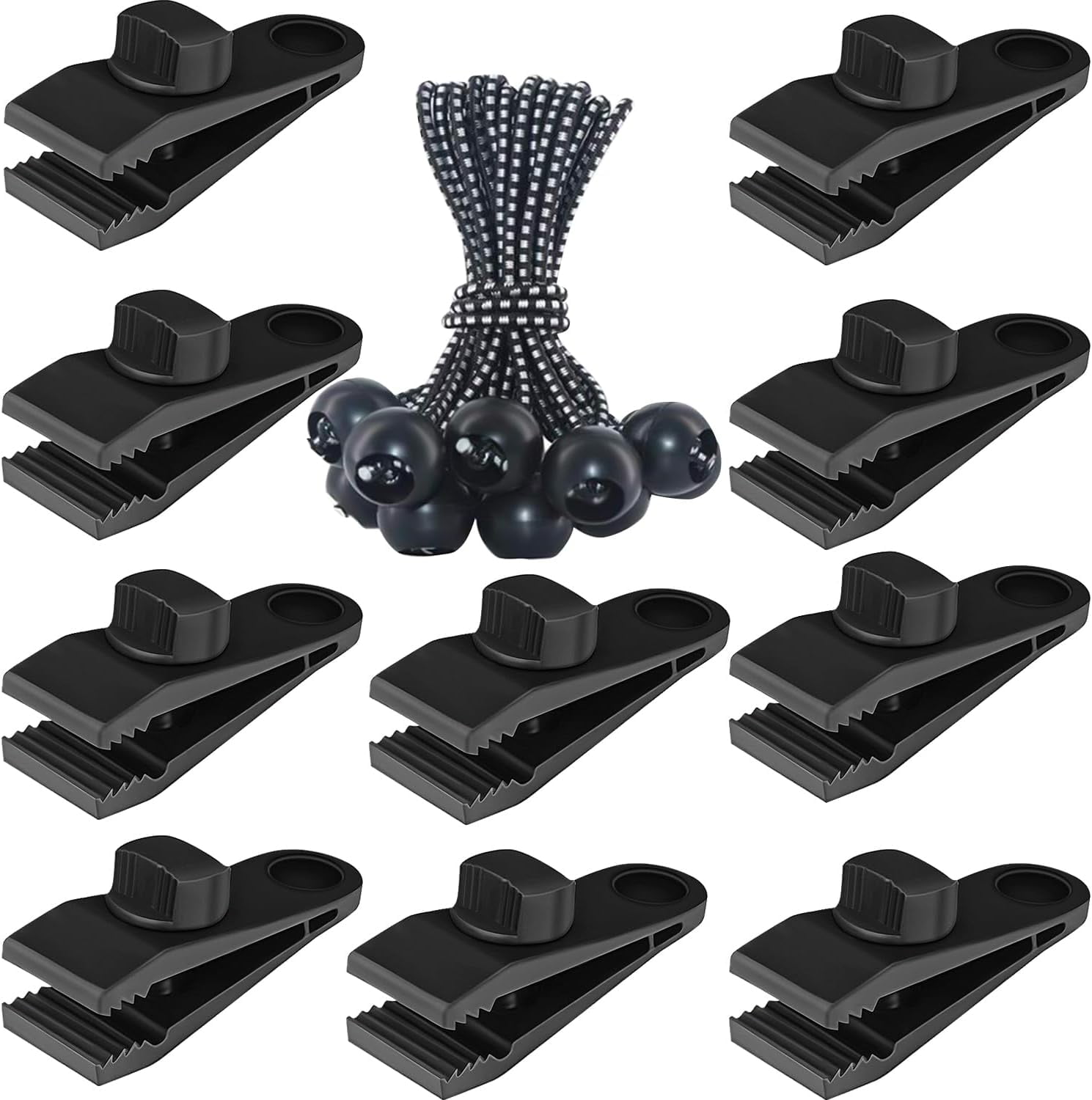 Allio Tarp Clips Heavy Duty Lock Grip, 20 Pcs Tarp Clamps and Bungee ...