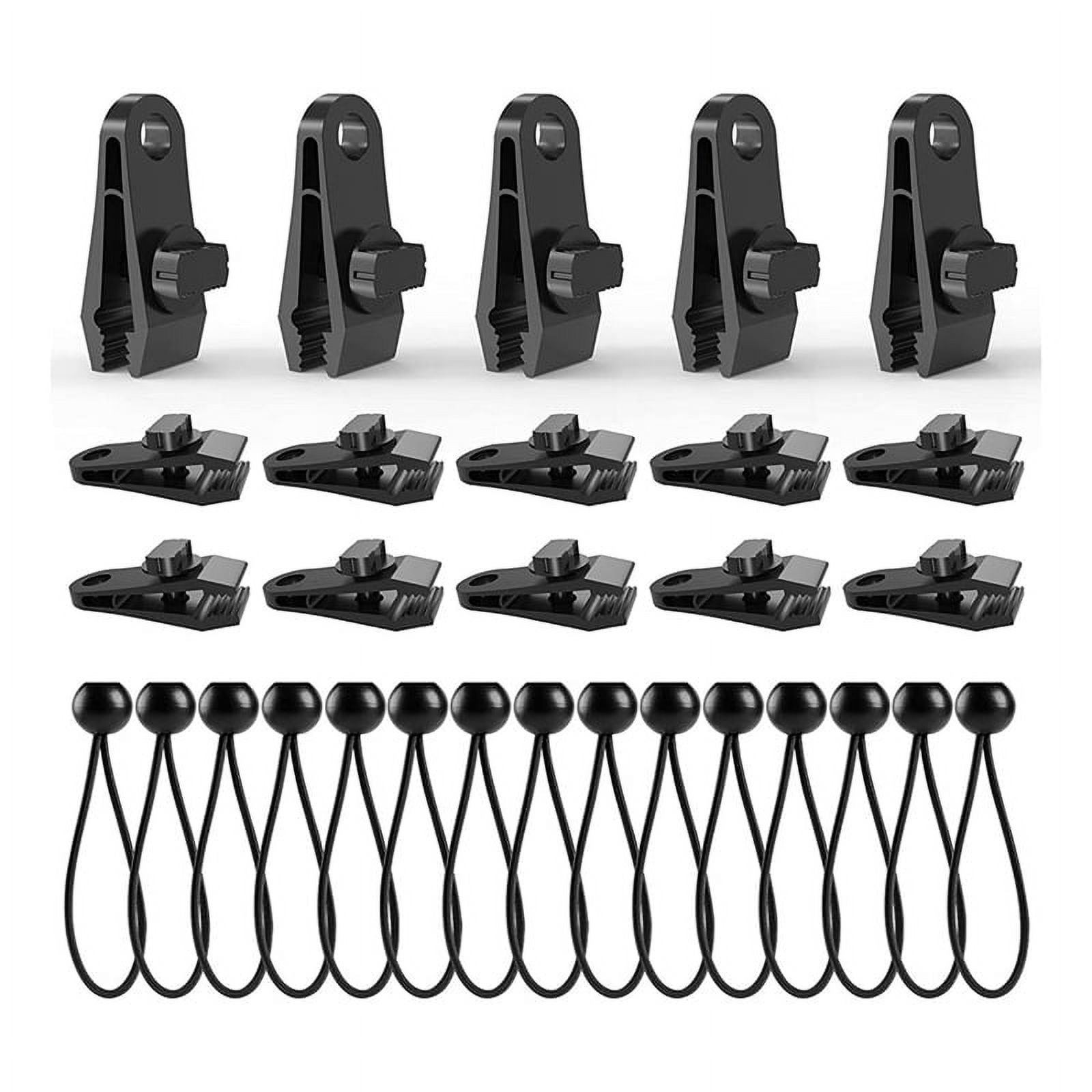 Tarp Clips with Bungee Balls 30 PCS,Tarp Clips Clamp Heavy Duty Lock