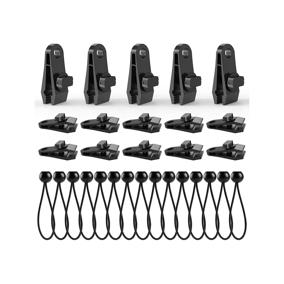 Tarp Clips with Bungee Balls 30 PCS,Tarp Clips Clamp Heavy Duty Lock Grip for Tarp,Pool Cover,RV