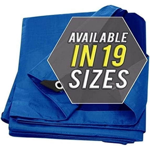 Tarp Cover Blue, Heavy Duty 8'x10' Waterproof, Great for Tarpaulin Canopy Tent,