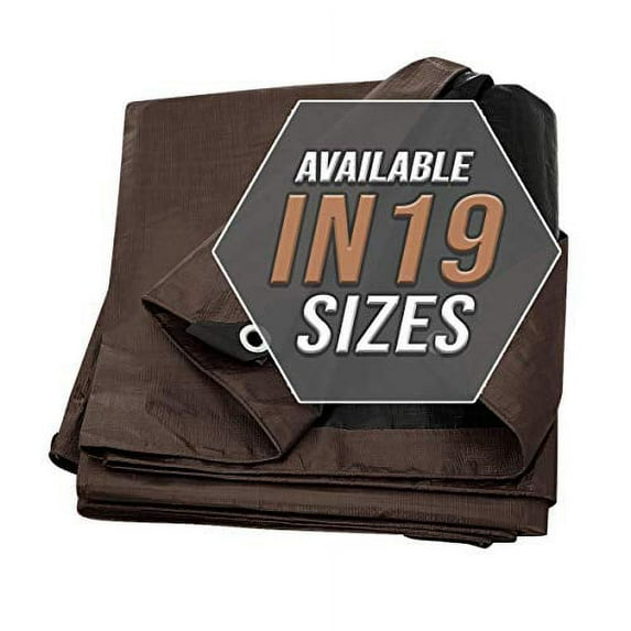Tarp Cover Brown/Black 2-Pack Heavy Duty 10X20 Thick Material, Waterproof, Great for Tarpaulin Canopy Tent, Boat, RV Or Pool Cover (Heavy Duty Poly Tarp Brown/Black)