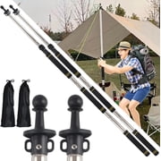 Tarp Poles,Tent Poles Set of 2 2Ft to 6Ft Canopy Poles Heavy Duty Telescoping Tent Poles for Tarp Outdoor Camping Awning Poles Adjustable Sturdy Durable Shade Cloth Poles, Black
