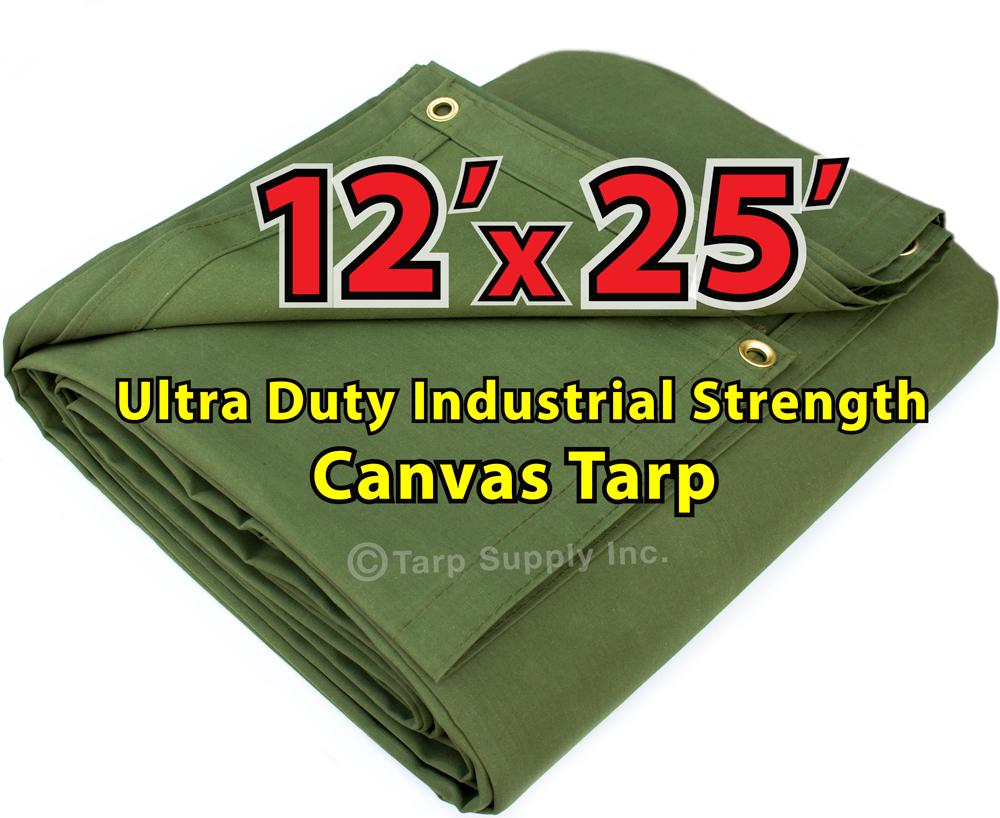 Tarp Supply, Inc. 12' x 25' Military Grade, Duramost Exact Size Green