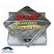 Tarp Supply, Inc. - 20'x20' Heavy Duty Silver Poly Tarp Cover, Waterproof