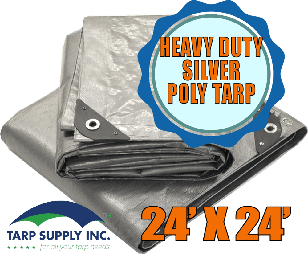 Tarp Supply, Inc. 24' x 24' Heavy Duty Silver Poly Tarp Cover