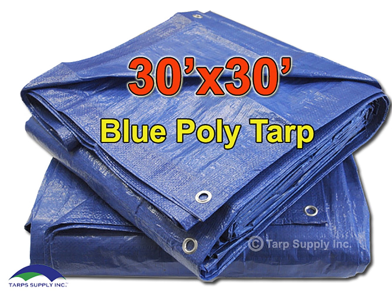 Tarp Supply, Inc. 30' x 30' Blue Poly Tarp Cover, Waterproof