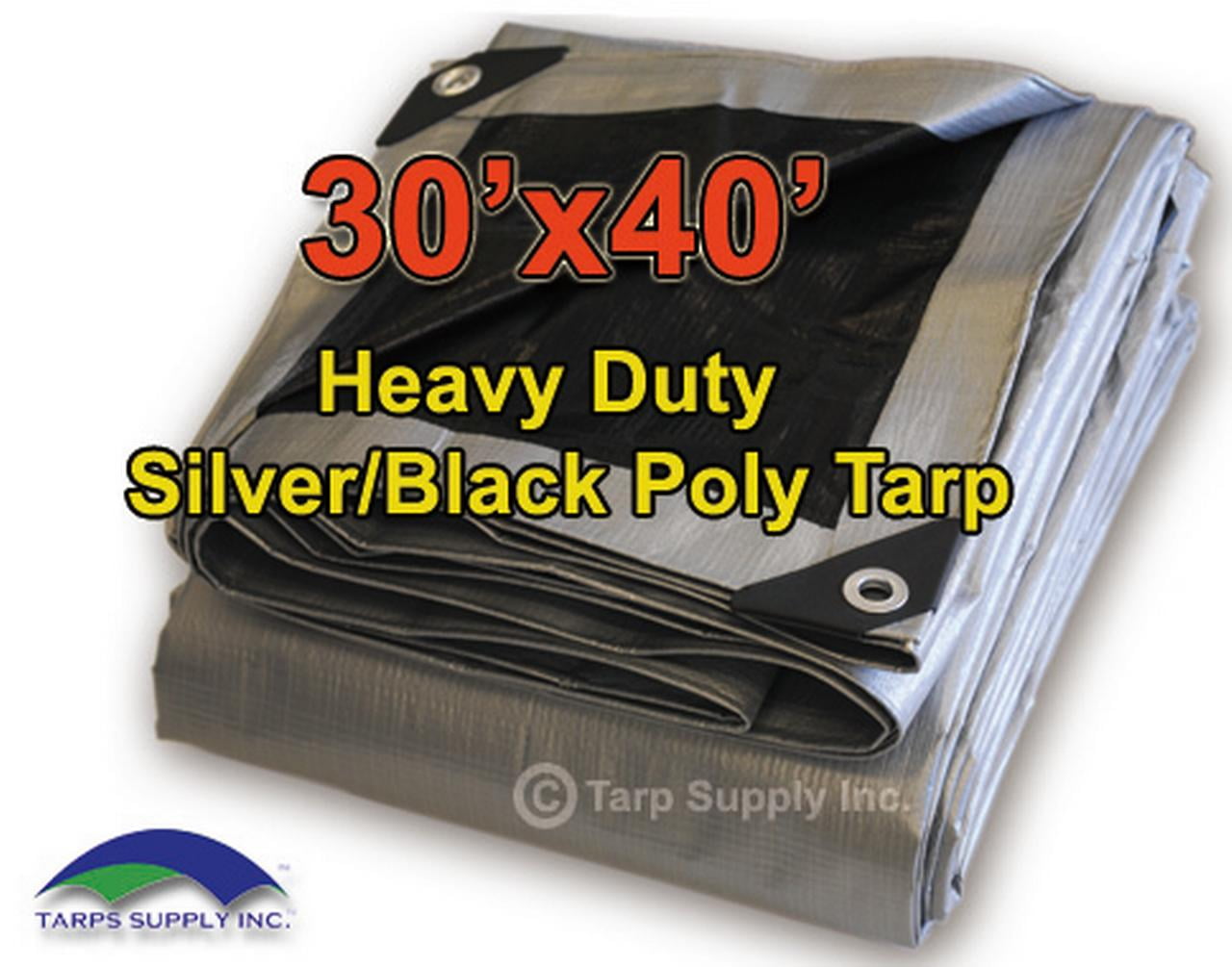 Tarp Supply, Inc. 30' x 40' Heavy Duty Silver/Black Poly Tarp Cover