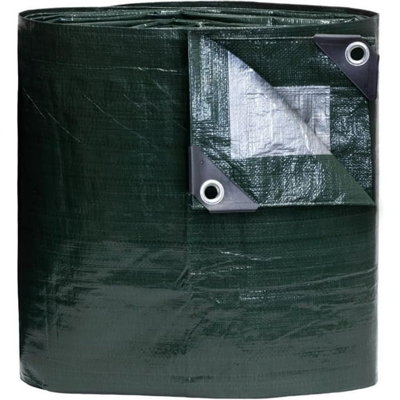 Tarp Supply, Inc. - 30' x 70' Heavy Duty Green/Silver Poly Tarp with Aluminum Grommets and Reinforced Corners, Waterproof, UV Resistant 8 Mil