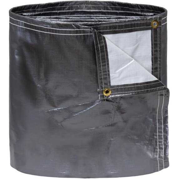 Tarp Supply Inc. 5' Diameter Round Poly Tarp Solar Pool Cover | 12 Mil Waterproof, UV & Tear Resistant | Super Heavy Duty Silver/Black Tarpaulin with Brass Grommets for Swimming Pools