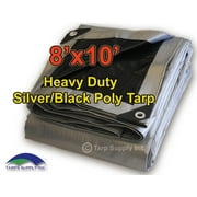 Tarp Supply, Inc. - 8' x 10' Heavy Duty Silver/Black Poly Tarp Cover, Waterproof, UV Treated