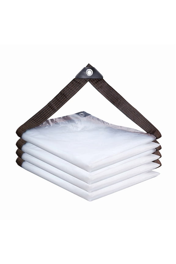 Tarpaulin Waterproof Heavy Duty,PE Clear Plastic Tarp with Wrapping Edge Design, Clear Tarps with Grommets for Garden, Furniture, Pool, Car, Patio Plastic Tarp(2x2M)
