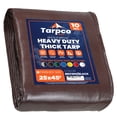 thumbnail image 1 of Tarpco Safety 10 Mil Extra Heavy Duty Tarp Camping Tarpaulin Waterproof Cover, Brown and Black 25 x 45Ft, 1 of 6